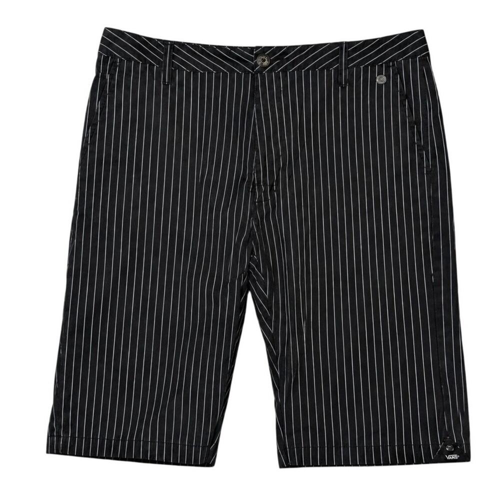 Vans Black Pinstripe Skate Shorts Mens 34 Skull Pin